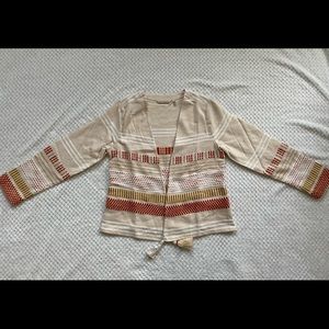 Soft Surroundings Lightweight Cardigan with Embroidery & Tassel detailing